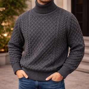 NEW! Aran Crafts 100% Merino Wool Classic Cable Knit Sweater Made in Ireland